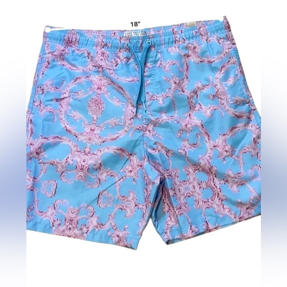 Baroque Gold Men’s Swim Trunks Blue and Pink Size XL - Picture 9 of 10